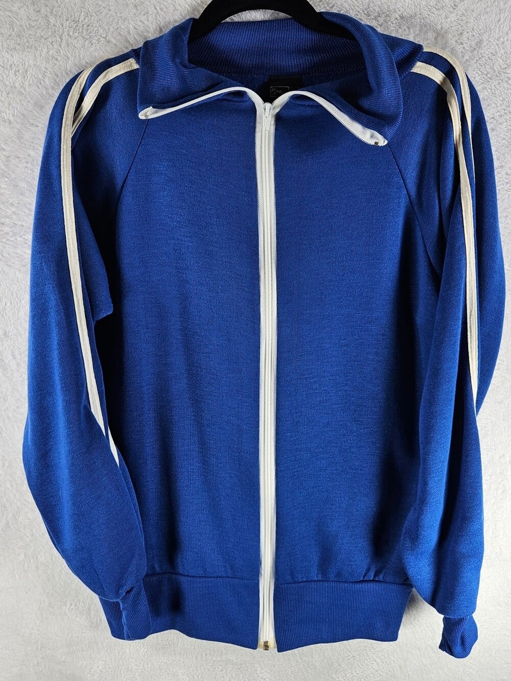 Vintage Sears Track Jacket Full Zip Royal Blue White Stripe Mens Sz Medium Retro